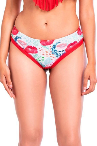 Bikini Calzón Tanga Tiro Alto Estampado Rojo