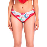 Bikini Calzón Tanga Tiro Alto Estampado Rojo