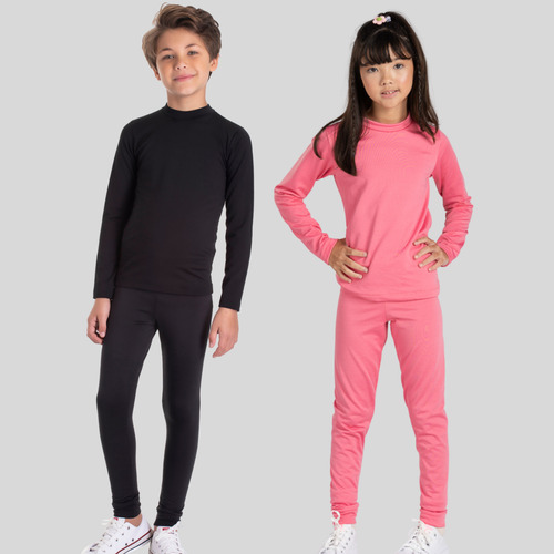 Kit 2 Conjunto Infantil Flanelado Térmico Segunda Pele Frio