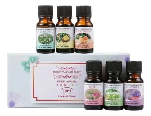 Set De 6 Esencias Para Humidificador Aceite Aromaterapia