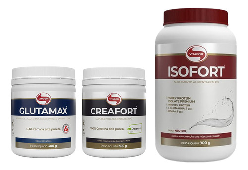 Isofort 900g + Creatina Creapure 300g + Glutamax 300g Vitafo