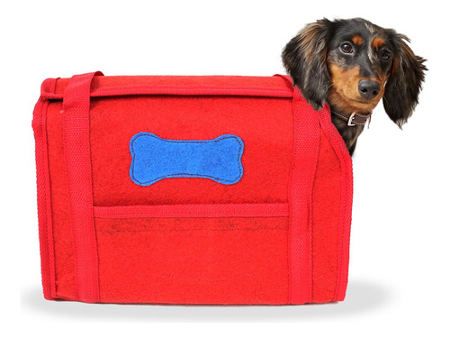 Bolsa Gato Cachorro Transporte Carpete Alça Tapete Higiênico Cor Vermelho