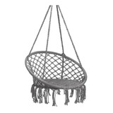 Hamaca Silla Circular Gris Macrame, No Incluye Almohadas