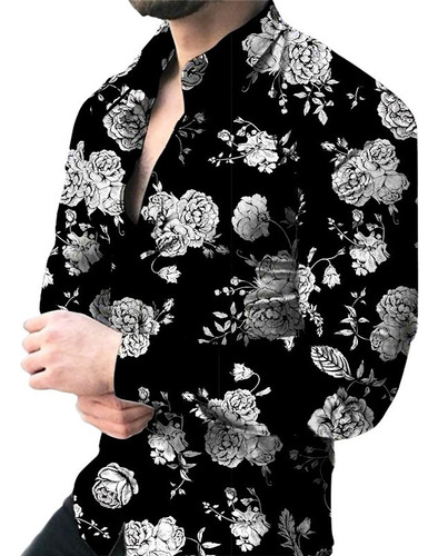 Camisa De Flores Rosas Para Hombre, Casual, Con Estampado 3d