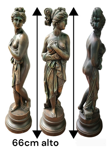 Escultura Figura Diosa Griega Yeso Pintado A Mano 66cm Impec