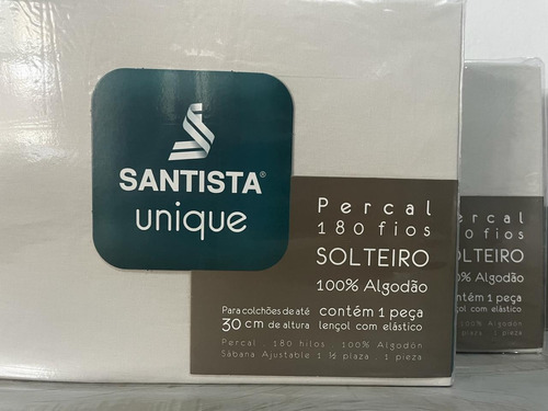 Kit Com 3 Lençois C/ Elástico Solteiro - Santista 180 Fios 