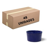 48 Molheiras Azul Buffet Porcelana Canelado - 150 Ml Ramekin