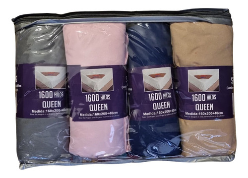 Sabanas Queen Ajustables Algodón /poliester Lisas Pack X4