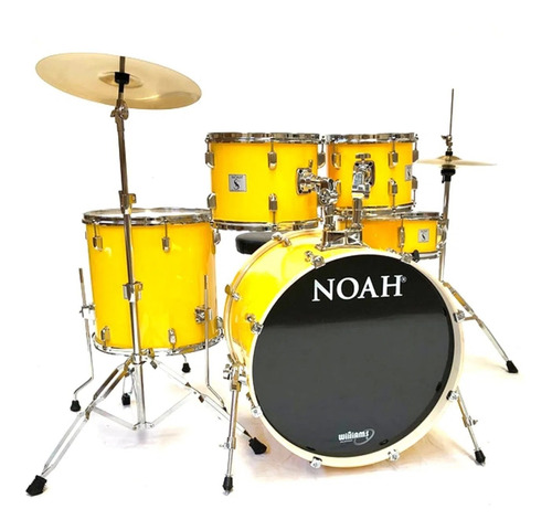 Bateria Acústica Noah Sc5 Solid Yellow Bumbo 22 Completa