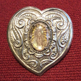 Broche Prendedor Plata Corazon Virgen De Lujan 3.5 Cm. 12 Gr