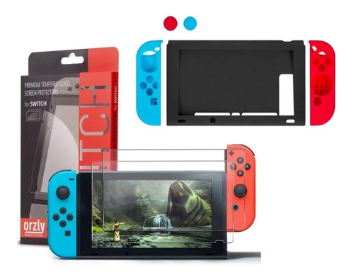  Combo Vidrio Glass Templado Nintendo Switch + Silicona 