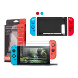  Combo Vidrio Glass Templado Nintendo Switch + Silicona 