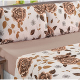 Conjunto Lençóis Cama Casal 4 Peças Algodão Estampado Percal