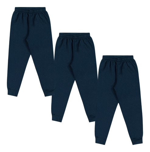 Kit 3 Calças Moletom Elian Masculina Infantil Flanelada
