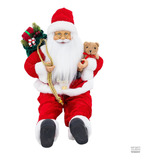 Papai Noel Boneco Enfeite Decoracao Natal Sentado 45cm 