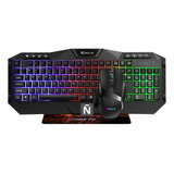 Combo Gamer 3en1 Xtrike Me Teclado Mouse Pad Pc Gaming Juego Color Del Teclado Negro