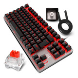 Mini Teclado Gamer Mecanico Pc Adamantiun Led Usb Switch Red