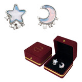 Aretes Asimétricos Con Estrella Y Luna Para Mujer