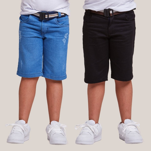 Kit 2 Bermuda Short Jeans Sarja Infantil Menino 2 Ao 16