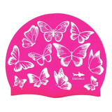 Gorra Natación Modelo Mariposas - Escualo Color Rosa Talla Unitalla Diseño De La Tela Silicon