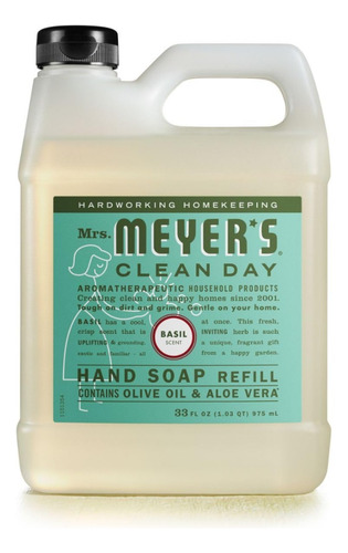 Mrs. Meyer's Jabón Para Manos, Aceites Esenciales, Albahaca