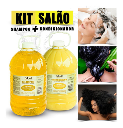 Kit Shampoo + Condicionador 5 Litros Manteiga Karite Galão