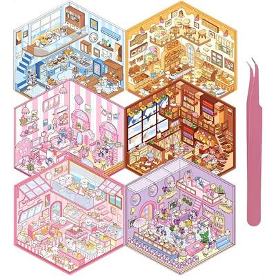 / Libro De Pegatinas Con Escenas For Niños, 20 Sets 3d .