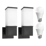 Farol Aplique Pared Exterior Negro Led Bulb Calida 12w Combo