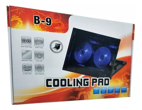 Cooler Pad Con Doble Cooler Con Led Azul Para Notebook