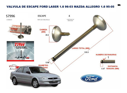 Valvula De Escape Ford Laser 1.6 96-03 Mazda Allegro 1.6 95- Foto 2