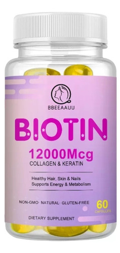 Biotina ,colageno Y Keratina 12.000 Mcg 60 Sofgels 