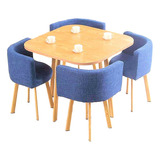 Juego De Mesa Comedor Cuadrada De Madera Negra C/4 Sillas 