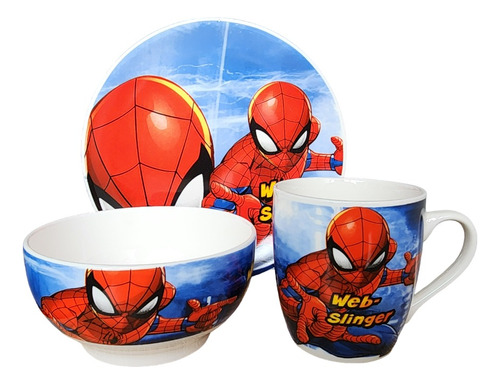 Vajilla Niños Desayuno Spider-man Il X 3 Piezas Cerámica