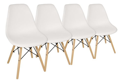 Sillas X 4 Comedor Plástico Patas Madera Diseño Eames Ct