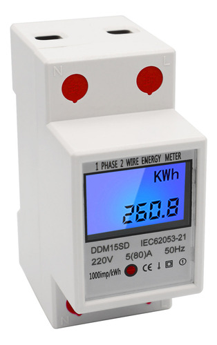 Medidor De Energía Kwh 5-80 A 220 V, Medidor De Luz De Fondo