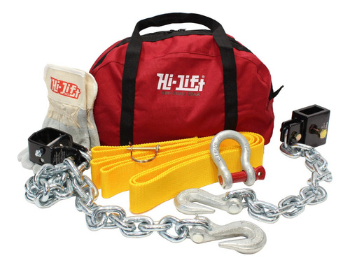 Kit Rescate Hi-lift Bolso Guantes Cadenas Grillete Eslinga