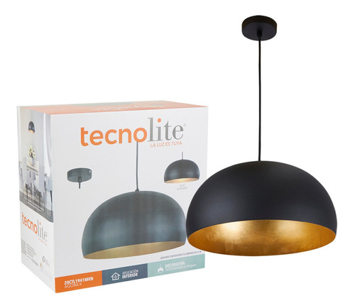 Lampara Colgante Moderna Agora2 E27 Negro 9w Tecnolite