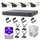 Kit Video Vigilancia 4 Cámaras 8 Mp Hikvision Dd Purple 1 Tb