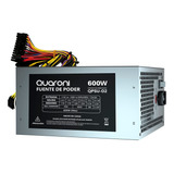 Fuente De Poder Quaroni Qpsu-02, 20+4 Pin Atx, 120mm, 600w