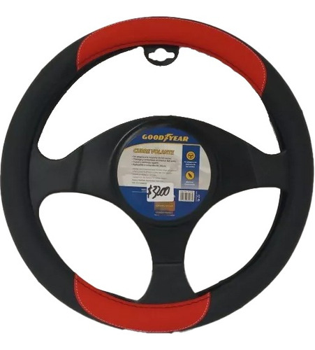 Cubre Volante Cuerina Goodyear Negro/rojo 38 Cm Cod Gy-5586