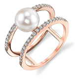 The Pearl Anillo Luna Oro Rosa Perlas Cultivadas Agua Dulce