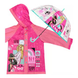Combo De Lluvia Piloto + Paraguas Infantil Barbie Wabro 