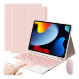 Funda Teclado Mouse Lapiz Para iPad 9ª/8ª/7ª Gen 10.2'' Rosa