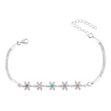 Pulsera Plata 925 Zircon Cubic Flores Flor  Mujer Regalo