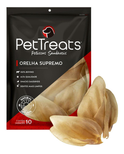 Pacote Orelha Bovina 10un Mordedor Natural P/ Cães Pettreats