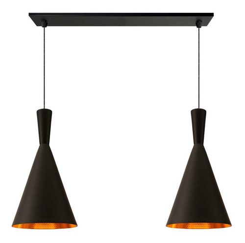 Colgante 2 Luces Beat Tall Negro Cobre Cocina Tom Dixon