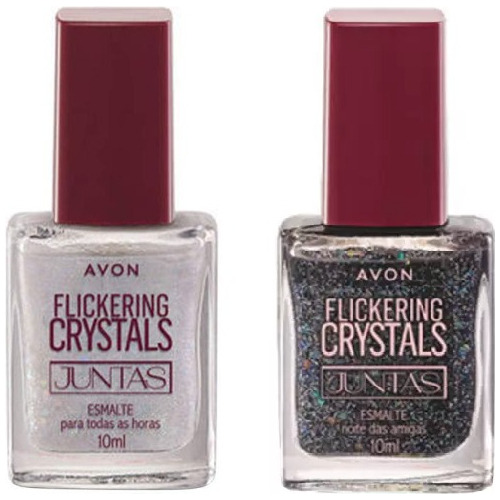 Kit 2 Esmaltes Flickering Crystals Avon Gliter Crystal