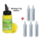 Kit Recarga Airsoft Munição Bolinhas Bbs 0.12g 2000 + 05 Co2