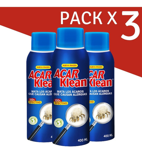 3 Antiacaros Acar Klean Plaguicida Uso Domestico 400 Ml C/u