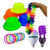 Kit Lâmpadas Espiral 110v E Rgb C/ Chapéus Colares Neon 32pç